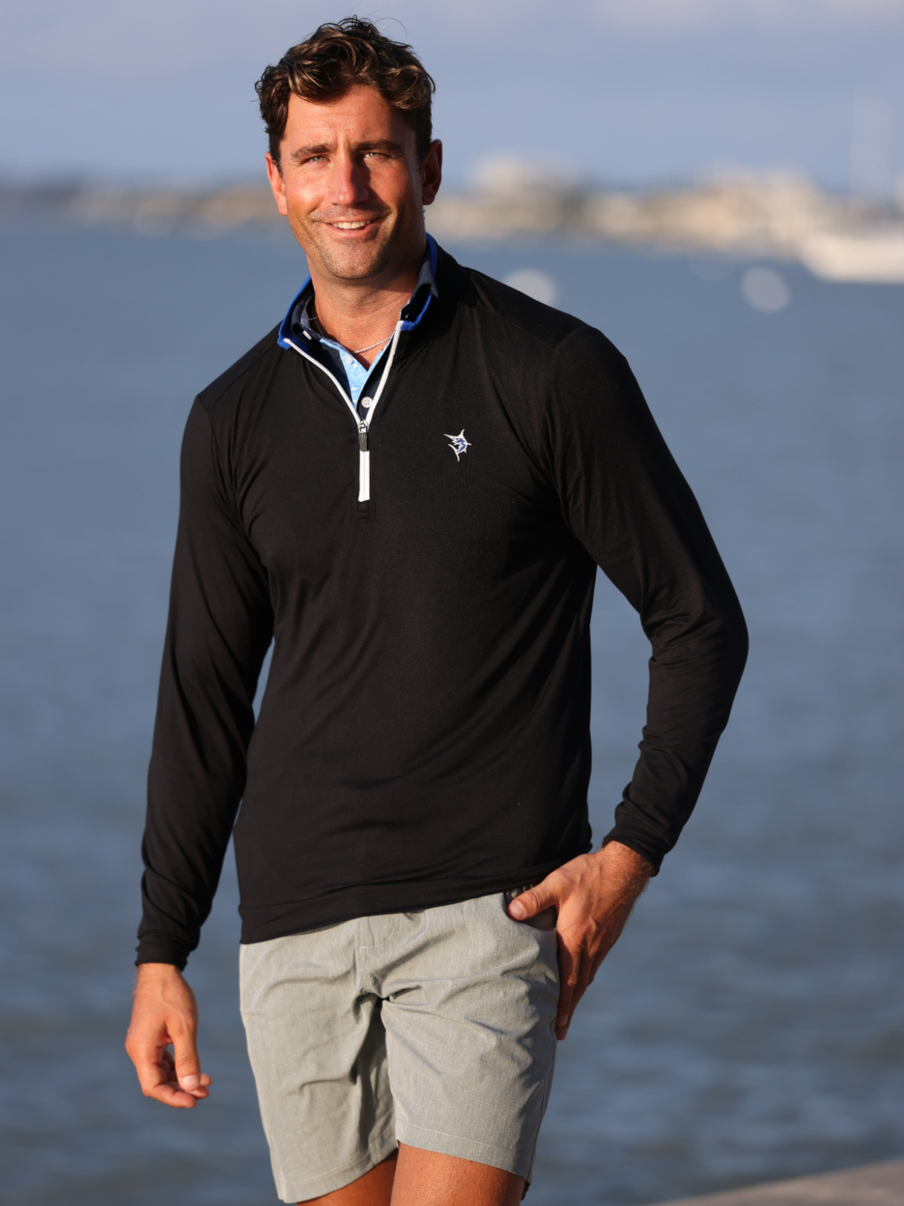 White Water Life White Water Life Long Beach Quarter Zip Ultra Soft Lightweight — alternative angle