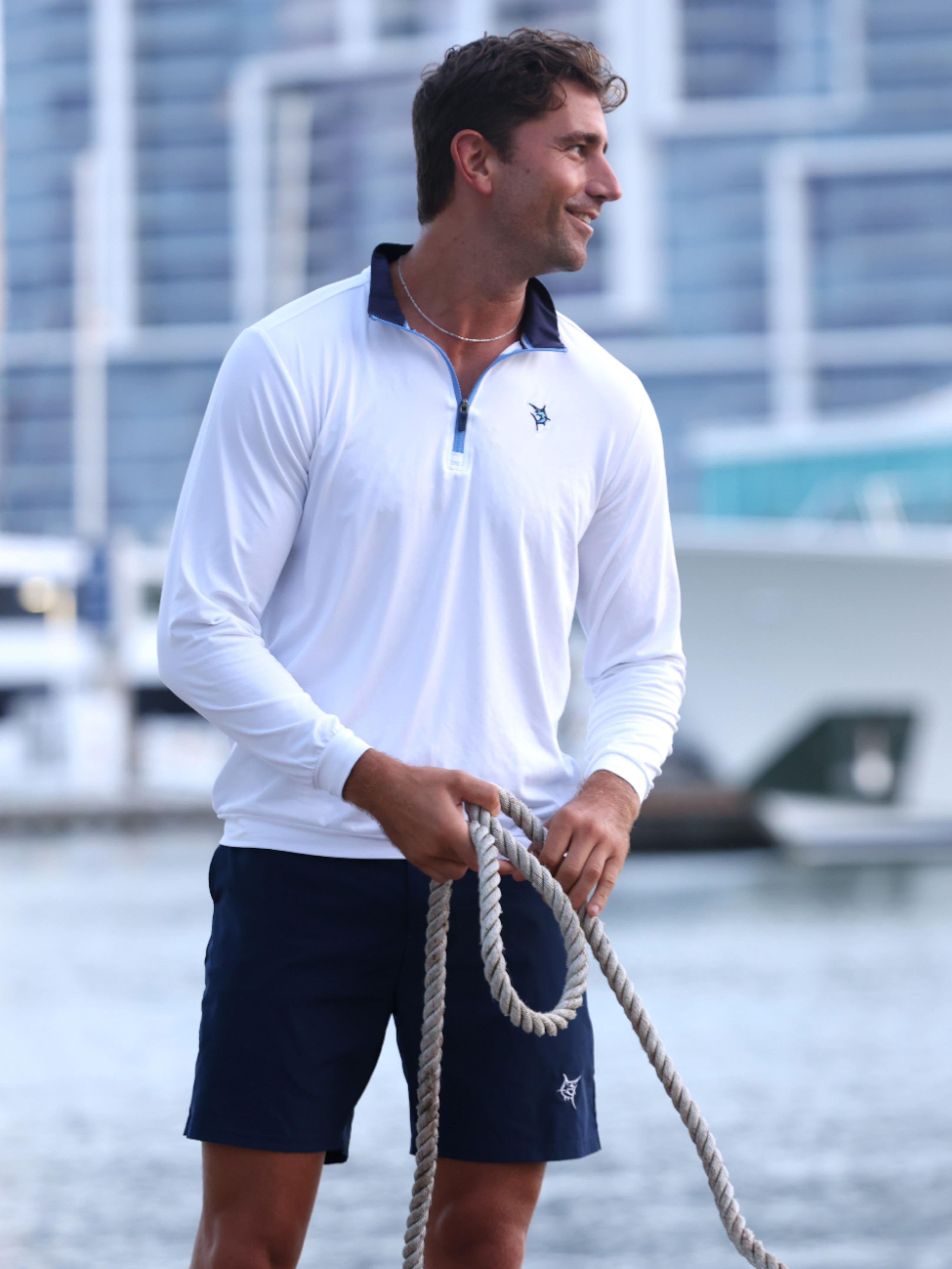 White Water Life Long Beach Quarter Zip Ultra Soft Lightweight — lifestyle worn / used context