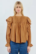 KADOU BOUTIQUE Long Sleeve Ruffle Blouse — main product shot