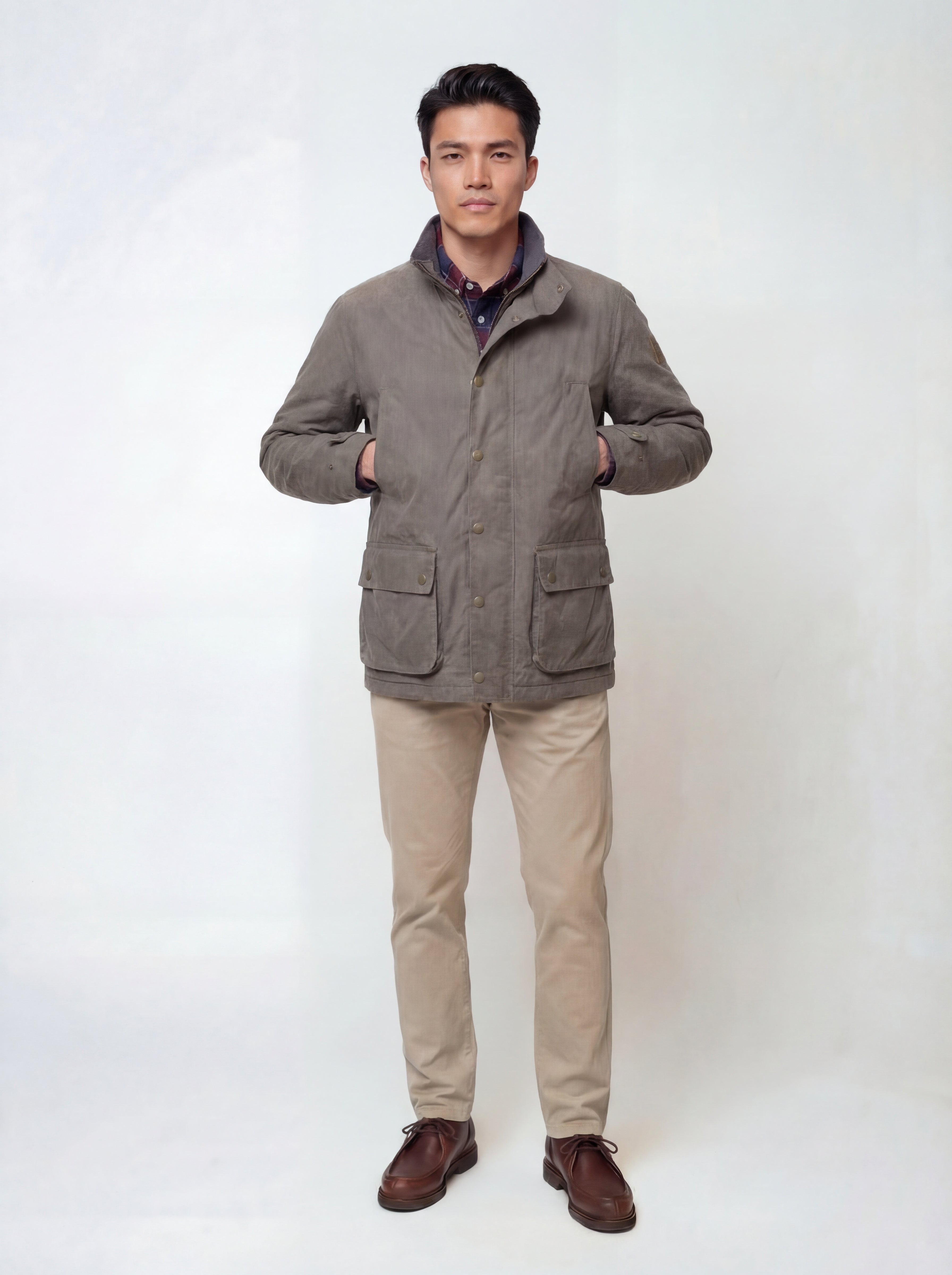 Adirondack Field Copperas Wax Jacket (Slate) — detail and construction