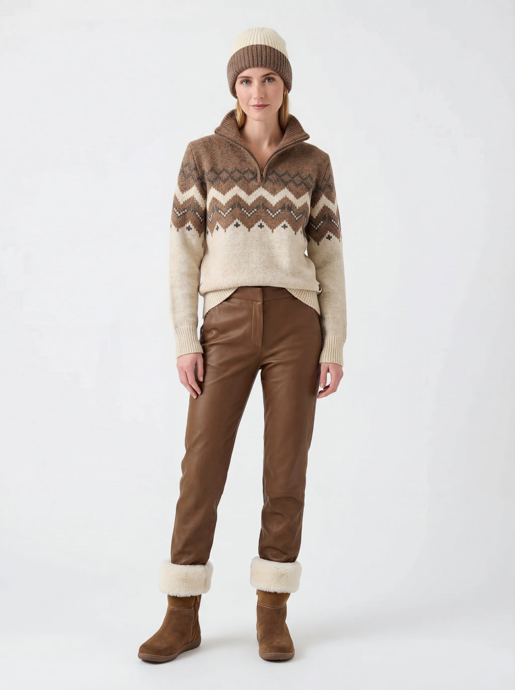 Adirondack Field Skyward Alpaca/Wool Sweater (Brown) — detail and construction