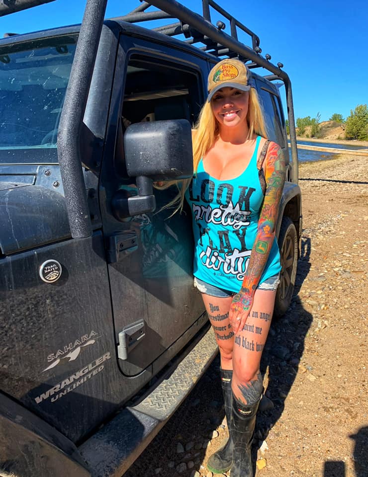 Luckless Outfitters Look Pretty Play Dirty Tank Top — in-use photo