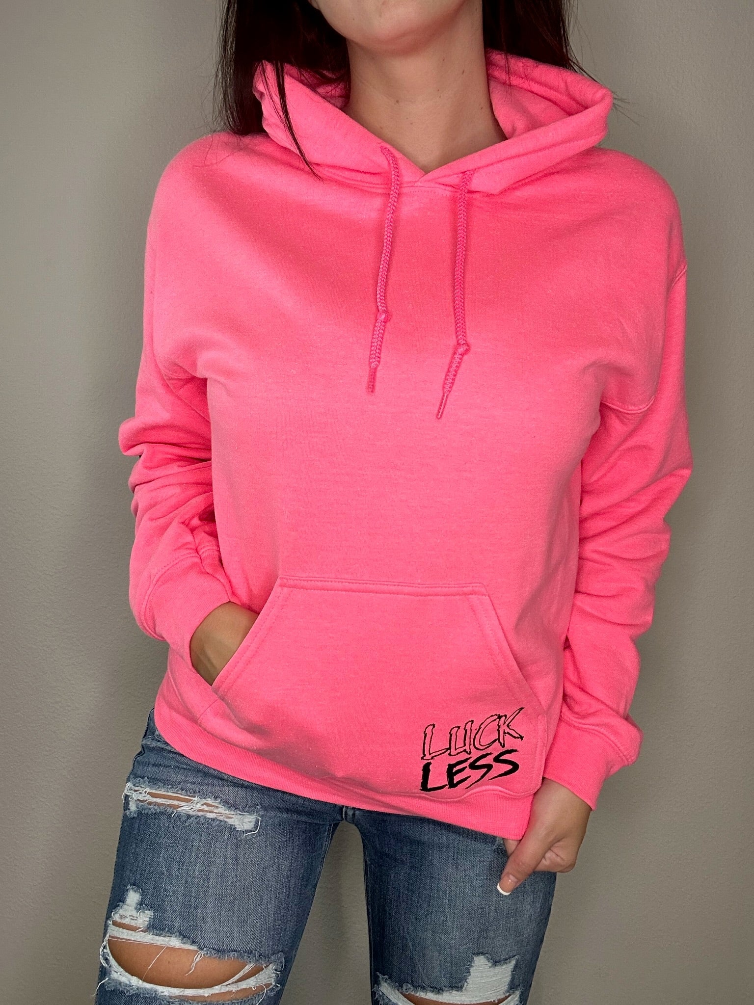 Luckless Outfitters Look Pretty Play Dirty Hoodie — comparison shot