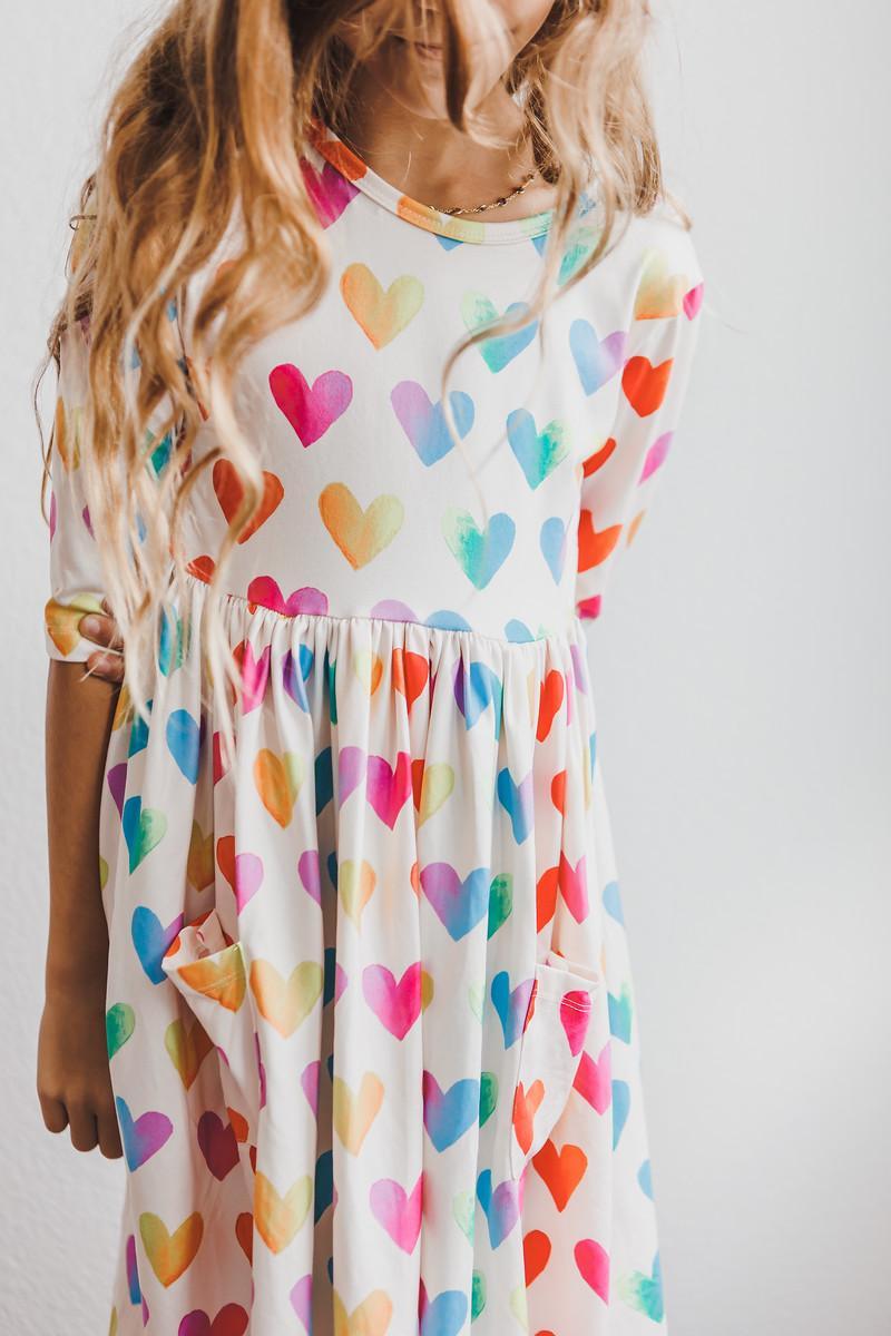 Mila & Rose ® Lotta Love 3/4 Sleeve Pocket Twirl Dress — detail close-up