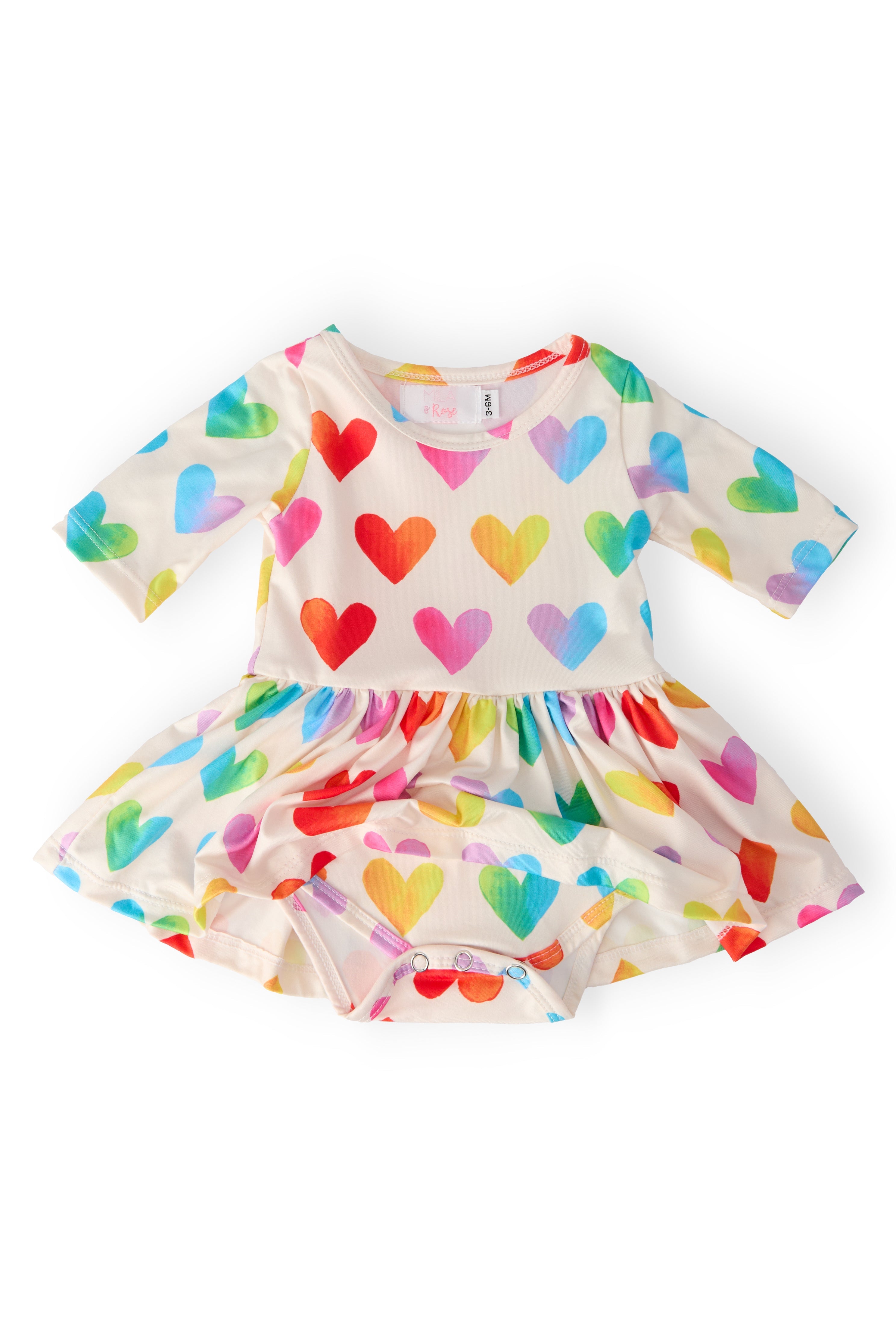 Mila & Rose ® Lotta Love 3/4 Sleeve Twirl Bodysuit — back view