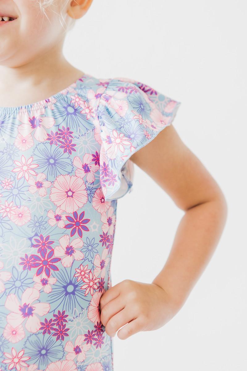Mila & Rose ® Love Blooms S/S Flutter Sleeve Leotard — side view