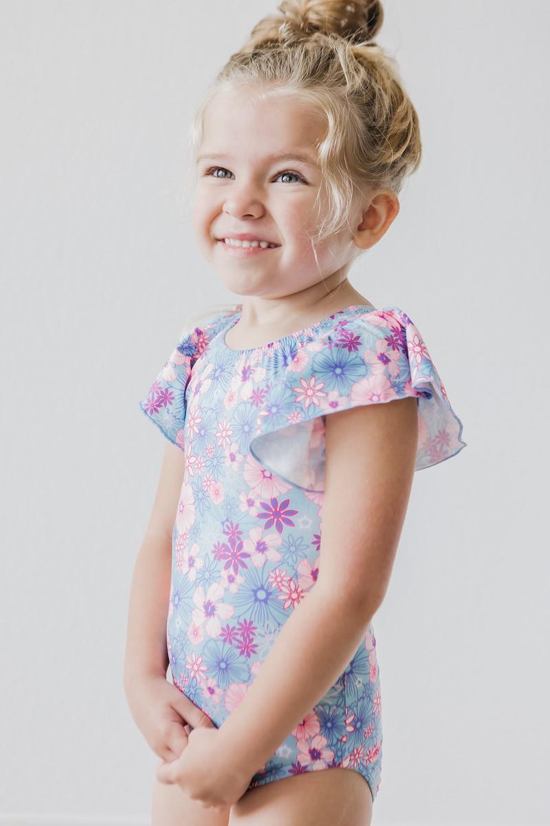 Mila & Rose ® Love Blooms S/S Flutter Sleeve Leotard — back view