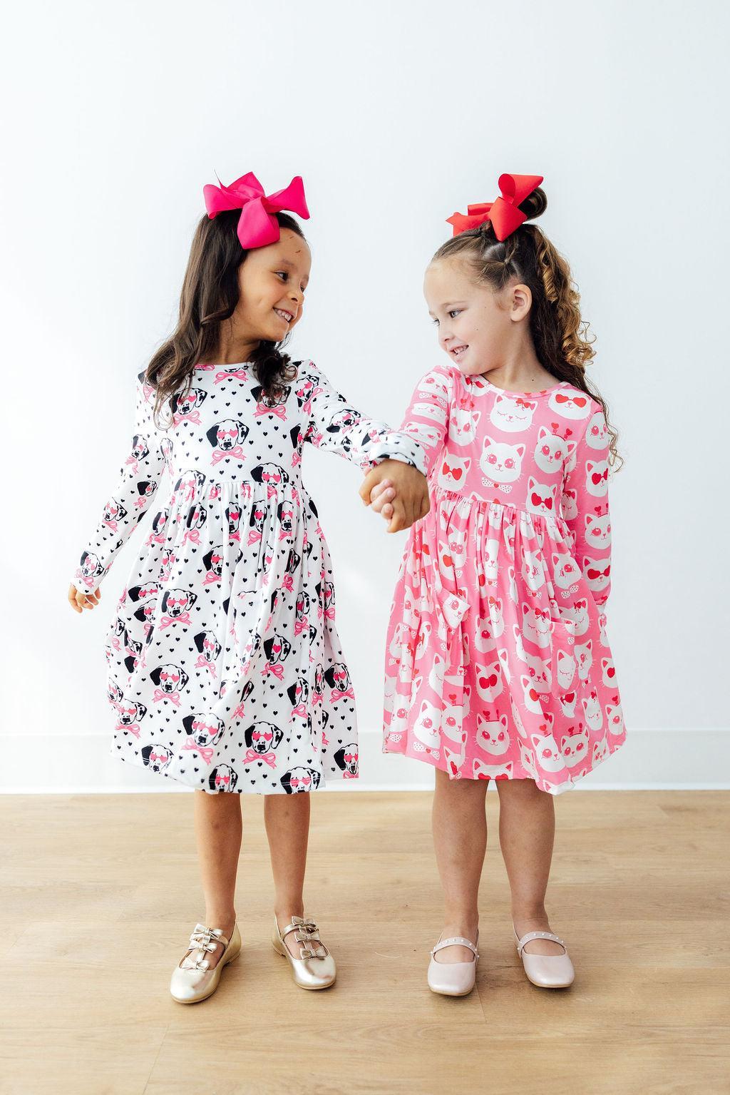 Mila & Rose ® Love You Spots L/S Pocket Twirl Dress — back view