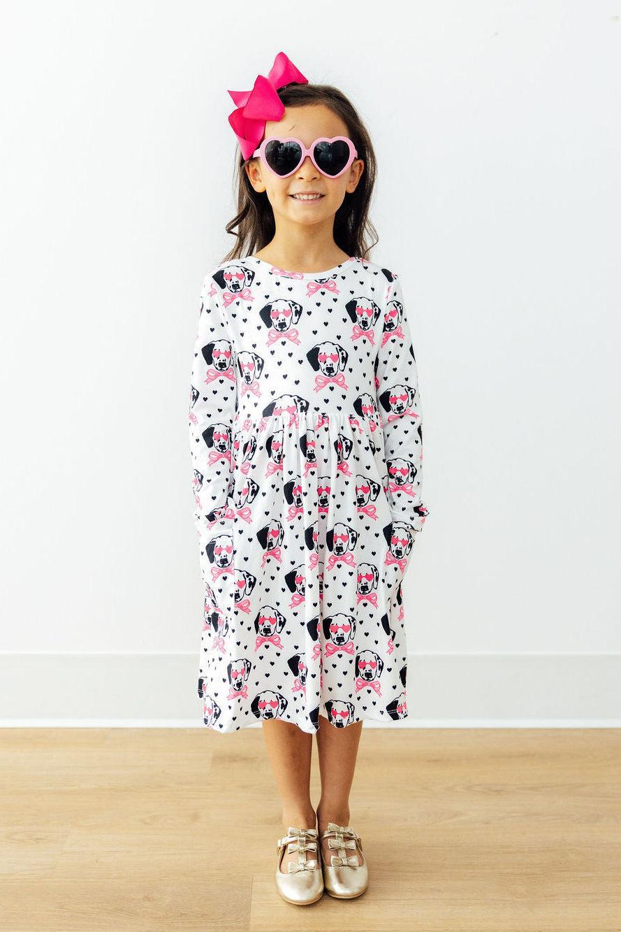Mila & Rose ® Love You Spots L/S Pocket Twirl Dress — in-use photo