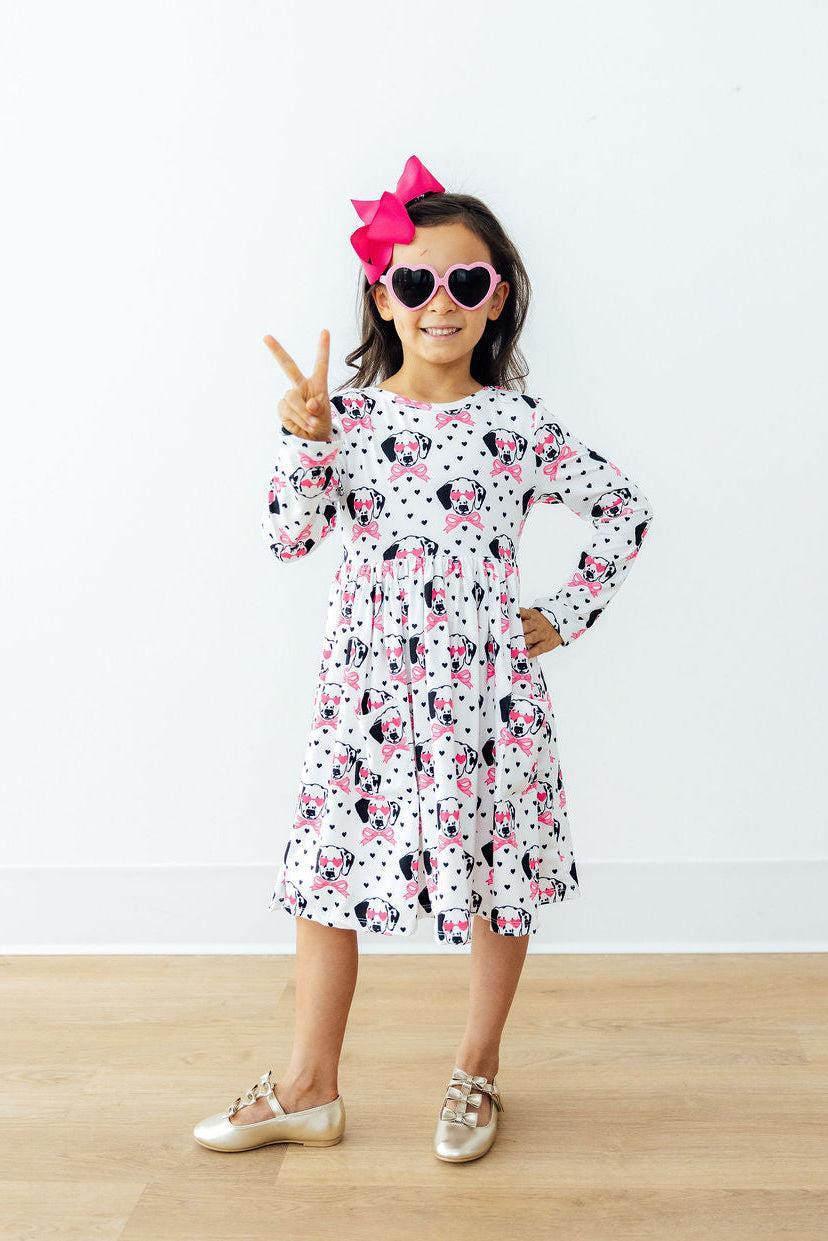Mila & Rose ® Love You Spots L/S Pocket Twirl Dress — size reference