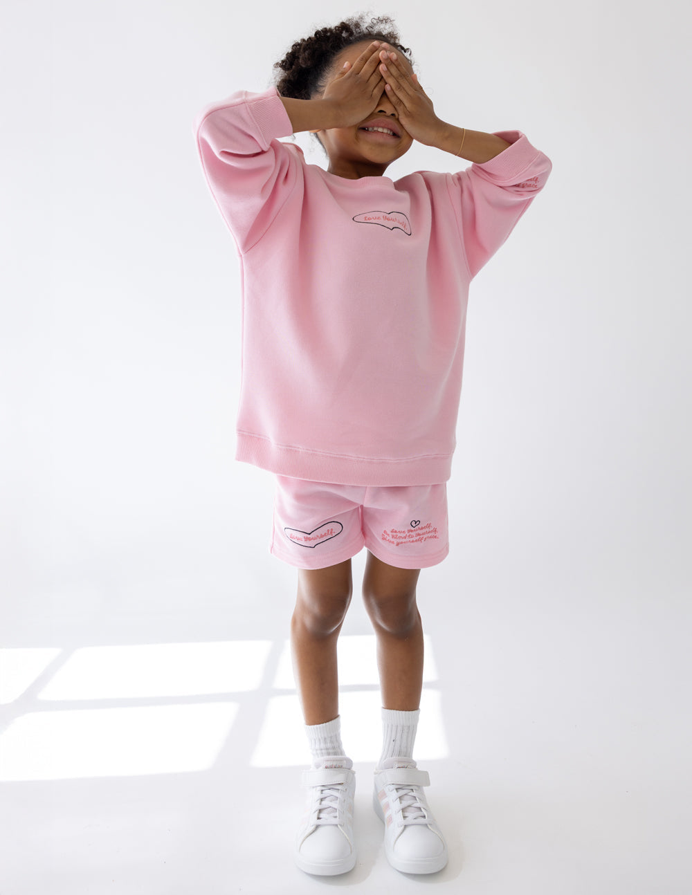 Elevated Faith Love Yourself Kids Crewneck — side view