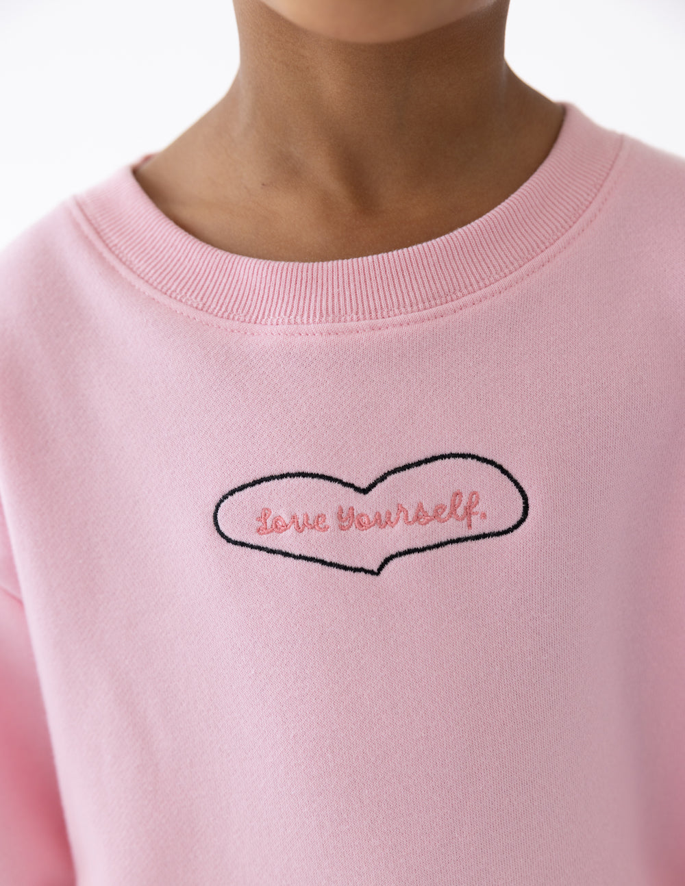 Elevated Faith Love Yourself Kids Crewneck — lifestyle context