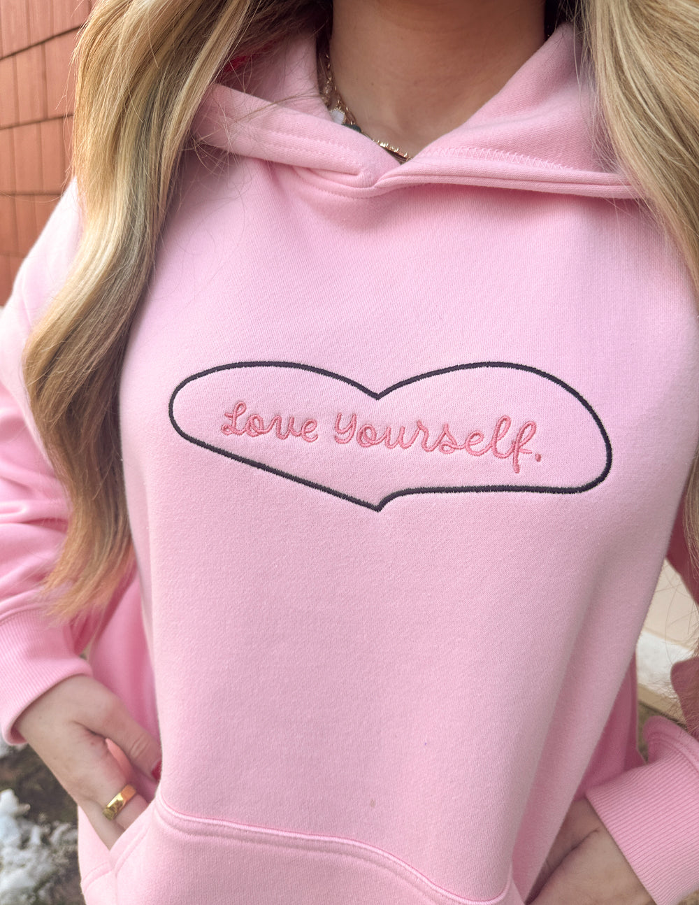 Elevated Faith Love Yourself Unisex Hoodie — lifestyle context