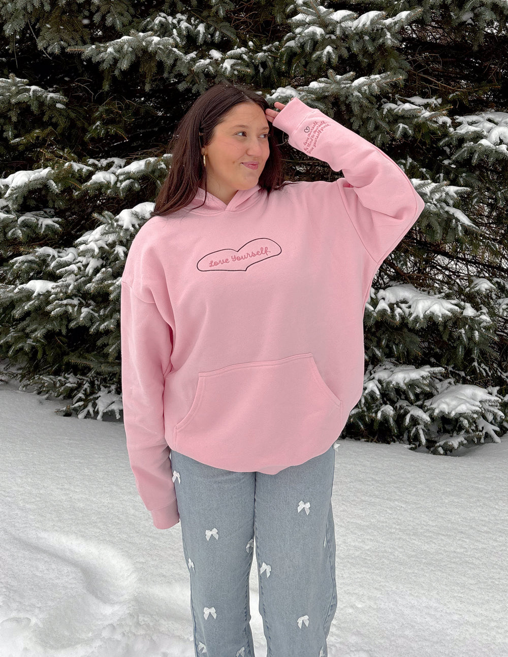 Elevated Faith Love Yourself Unisex Hoodie — in-use photo