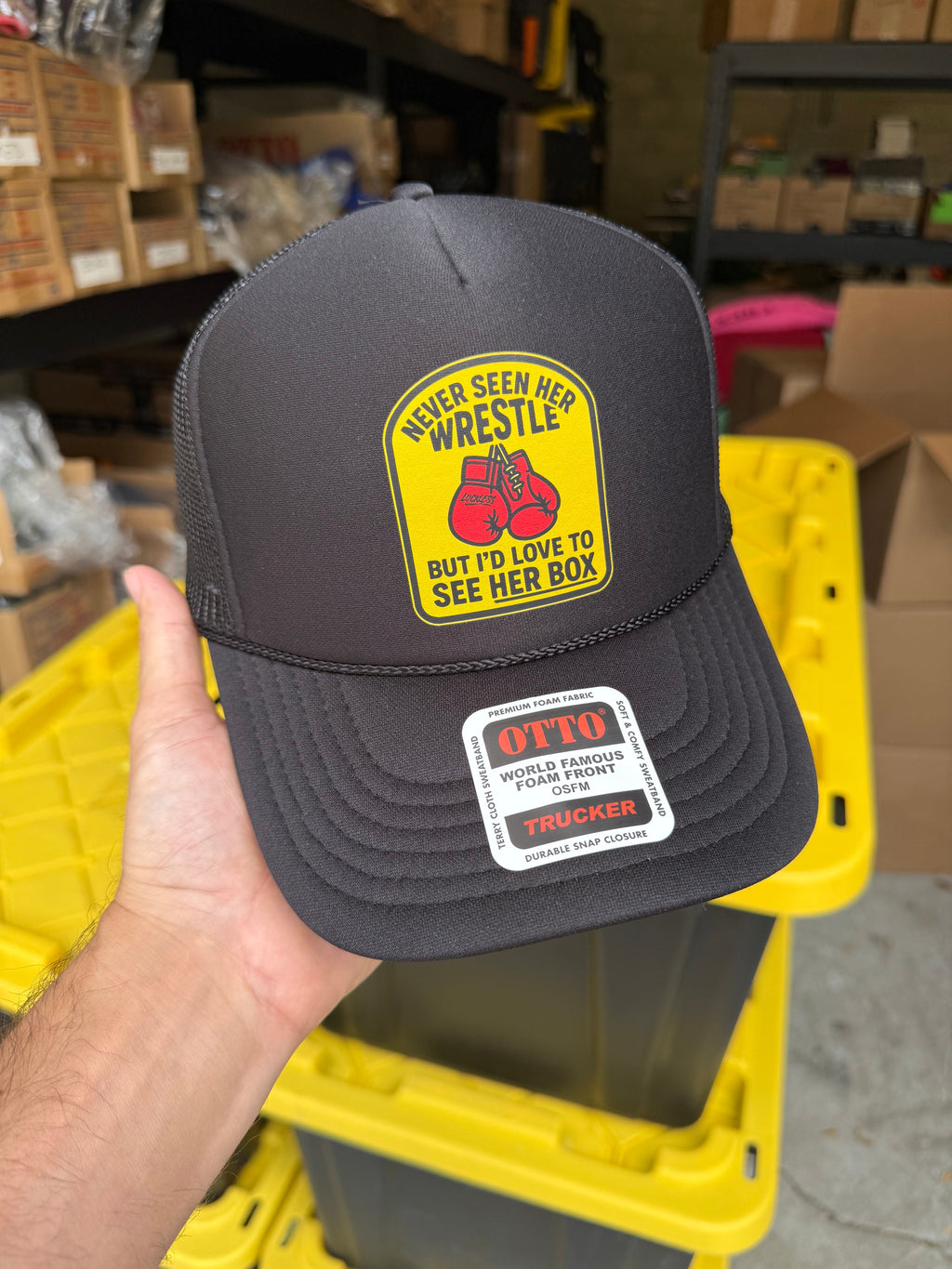 Luckless Outfitters Love to See Her Box Trucker Hat — alternative angle