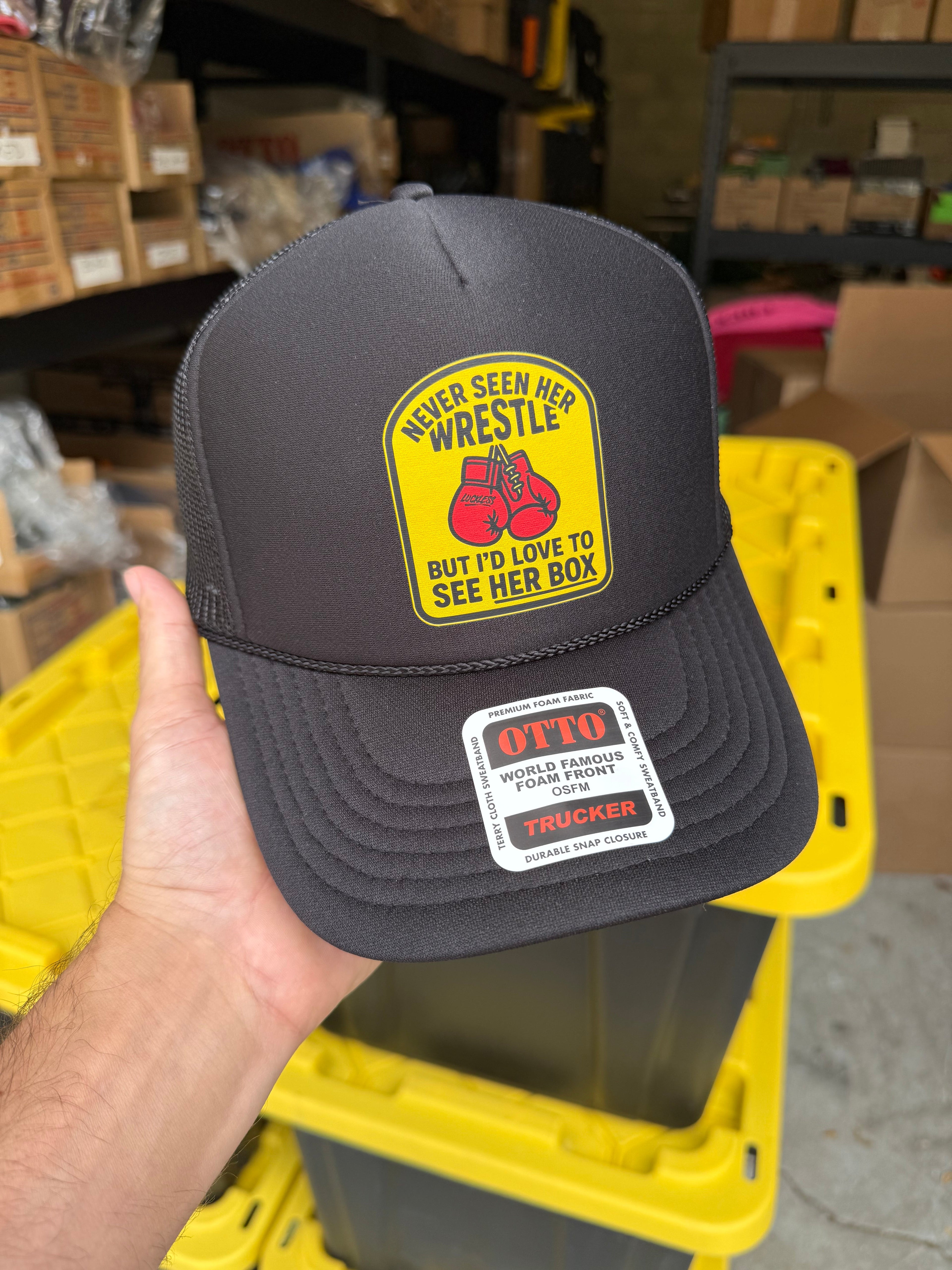Luckless Outfitters Love to See Her Box Trucker Hat — alternative angle