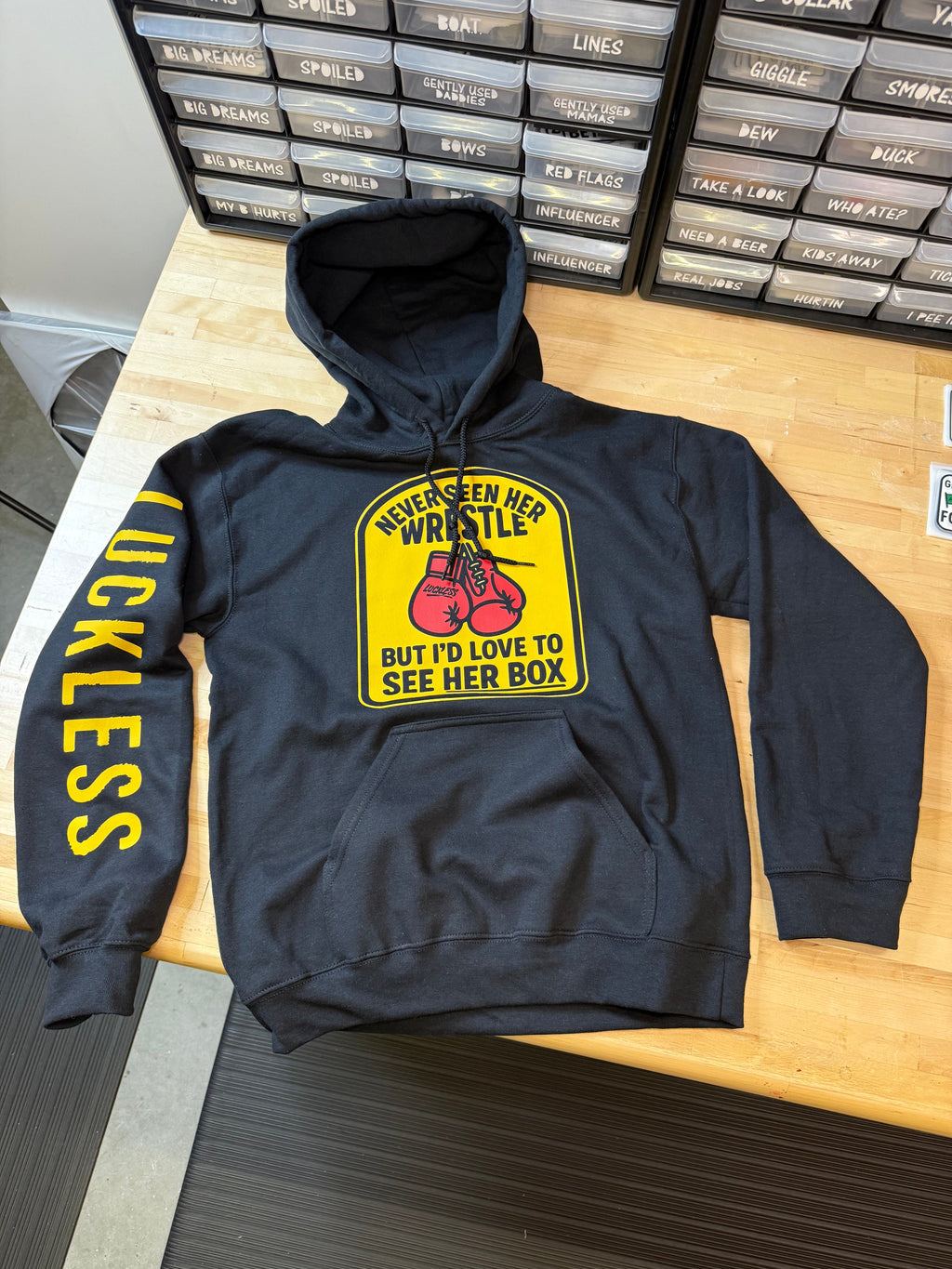 Luckless Outfitters Love to See Her Box Hoodie — lifestyle context