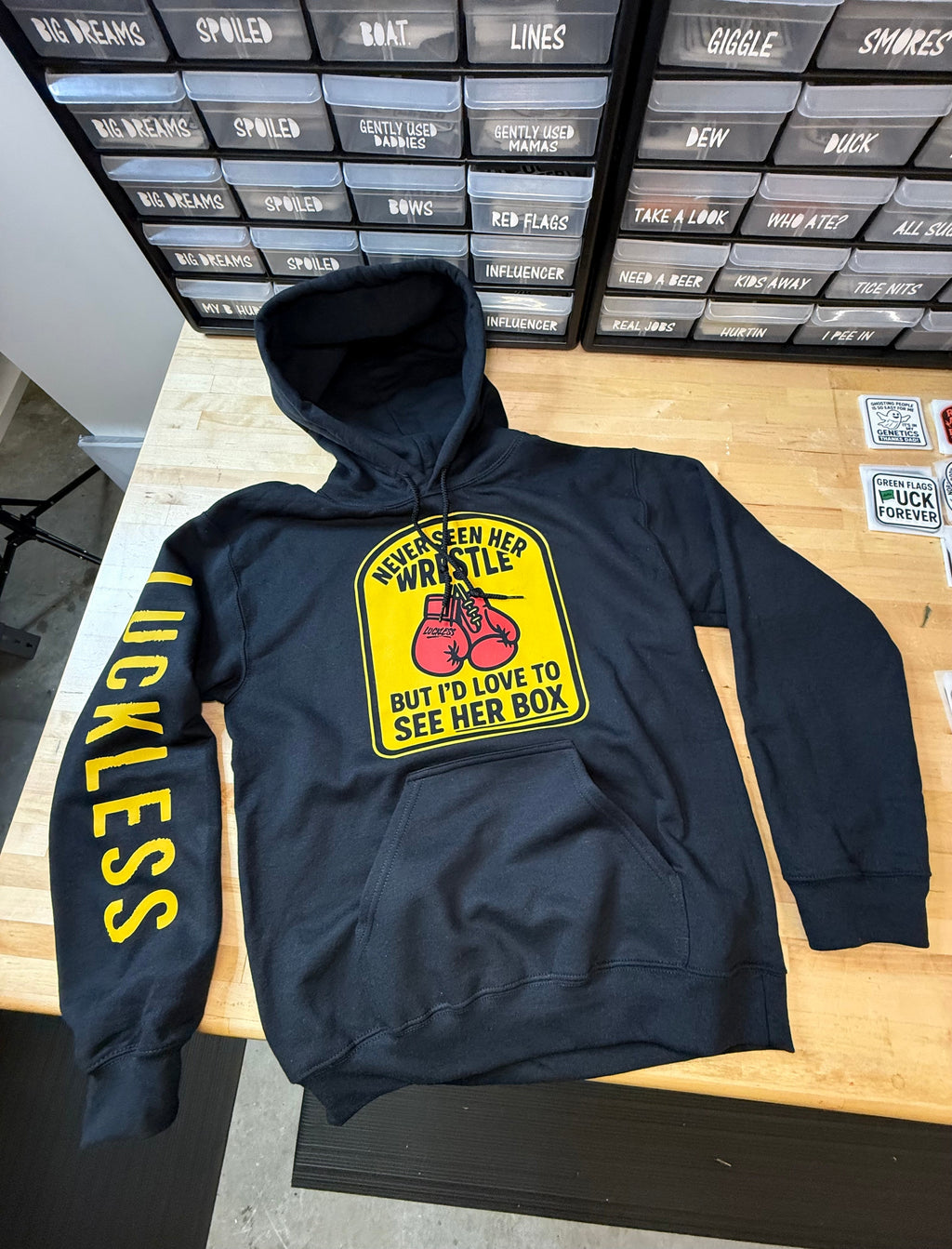 Luckless Outfitters Love to See Her Box Hoodie — back view