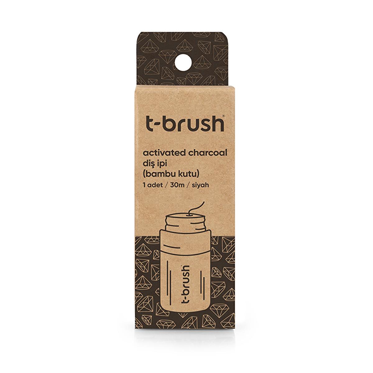 T-Brush Activated Charcoal Bamboo Dental Floss - Eco-Friendly, Vegan, Plastic-Free - Freshens Breath & Prevents Plaque