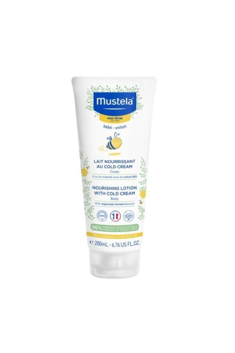 Mustela Nourishing Body Lotion for Newborns - Cold Cream, 96% Natural Ingredients, Dermatologically Tested - 6.76 fl oz