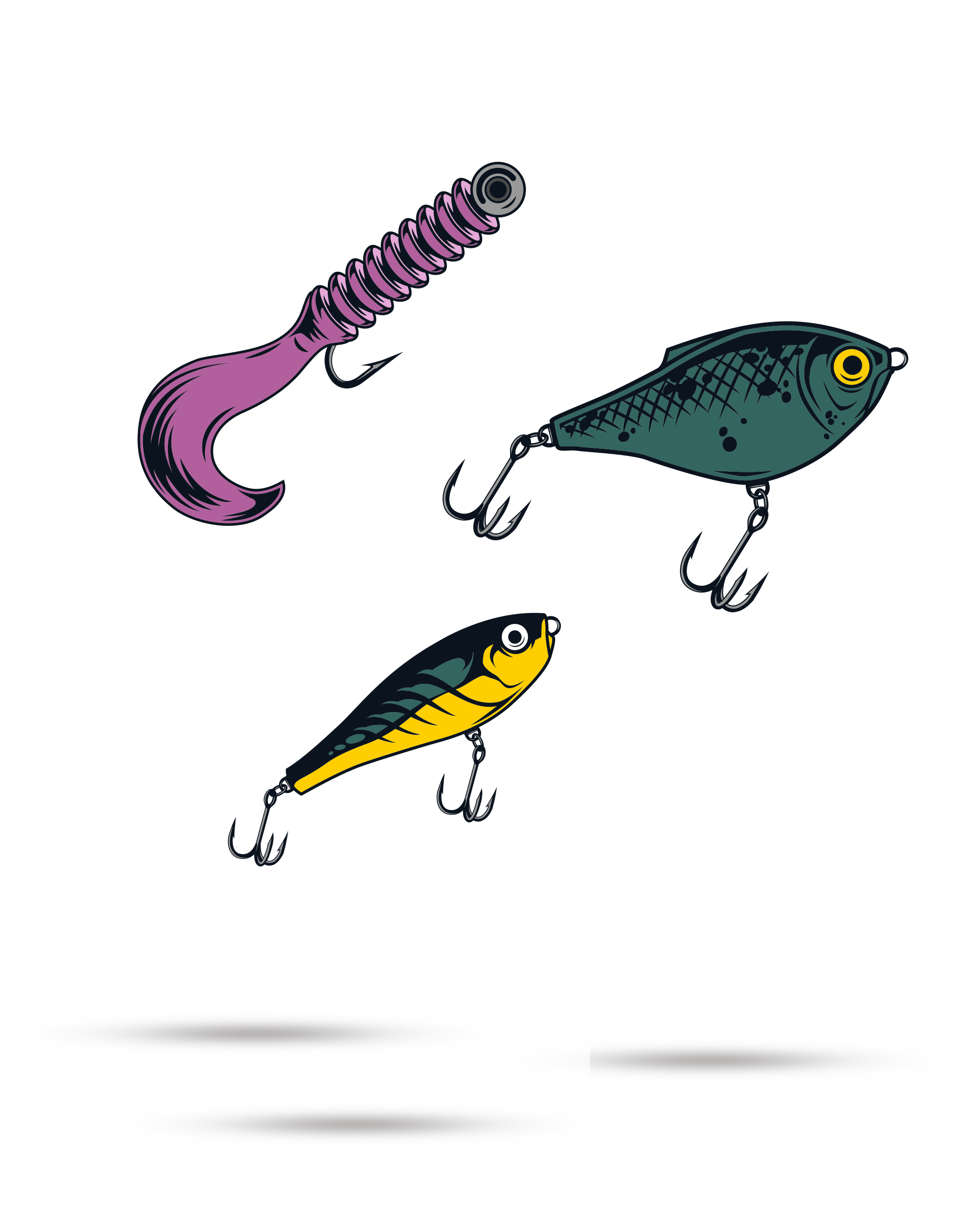 Pins and Aces Fishing Lures Ball Markers - 3 Pack — detail close-up
