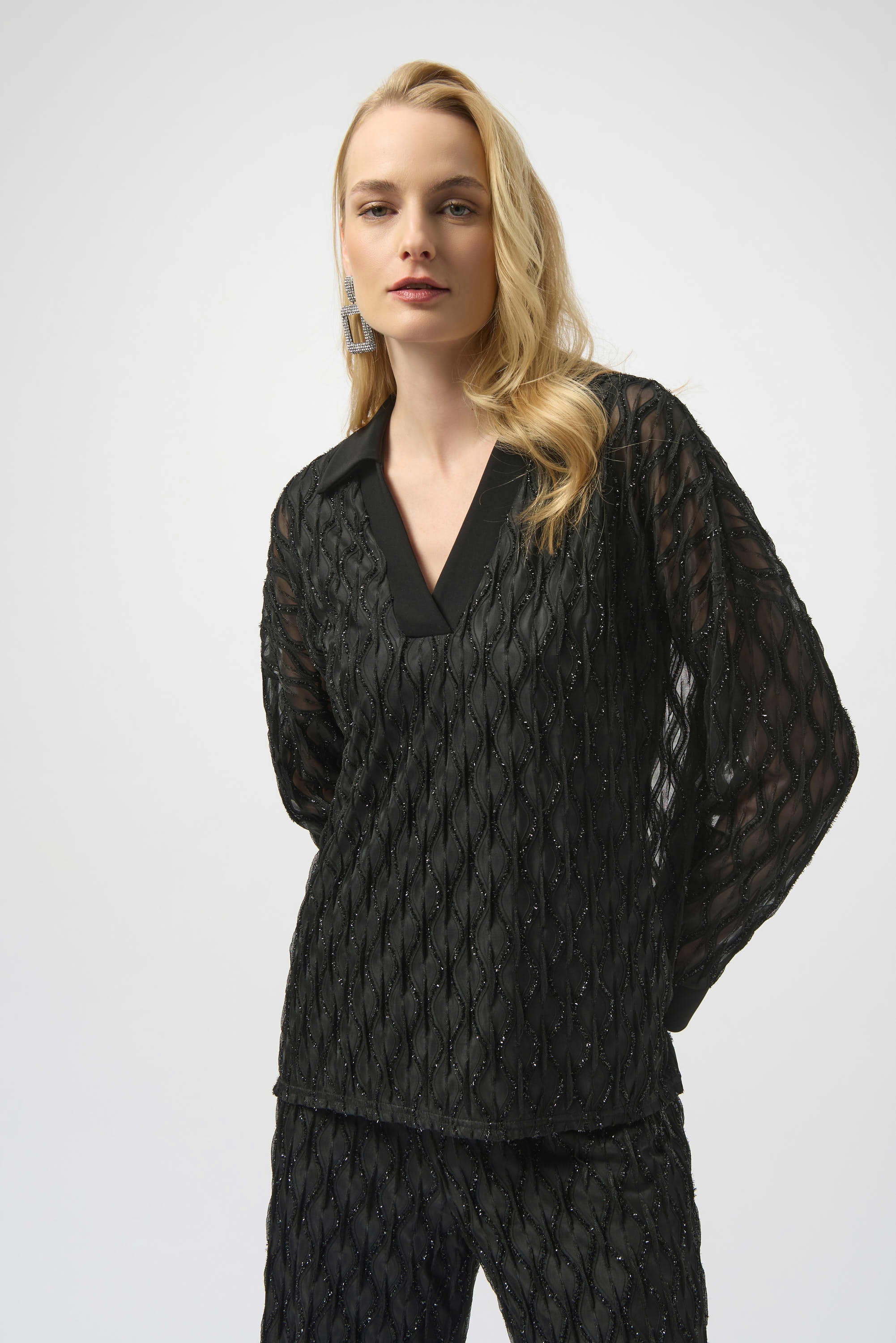 Lurex Cascade and Silky Knit Boxy Top - 254116