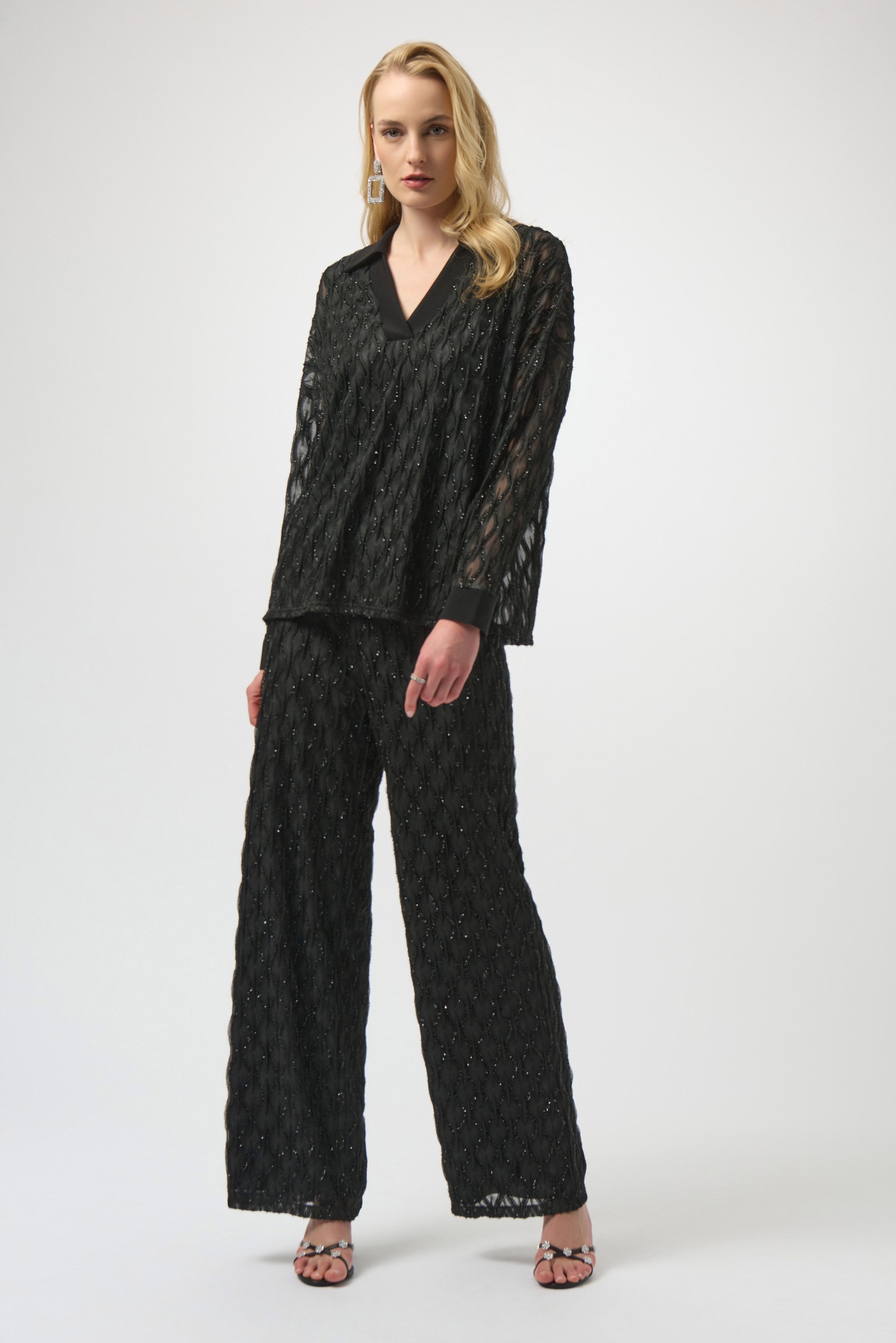 Lurex Cascade and Silky Knit Boxy Top - 254116 — view 2