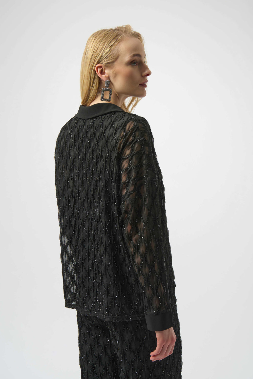 Lurex Cascade and Silky Knit Boxy Top - 254116 — view 3