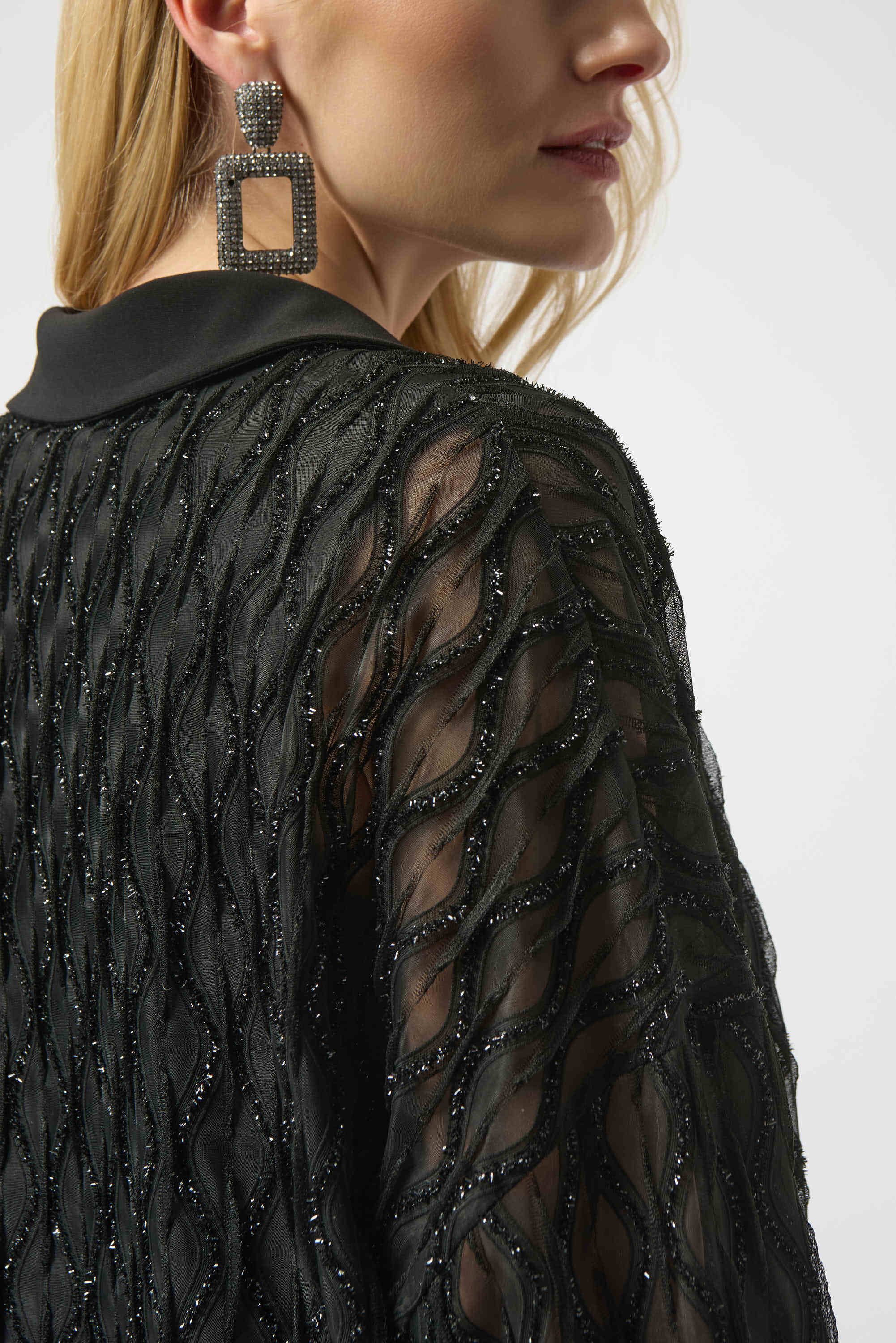 Lurex Cascade and Silky Knit Boxy Top - 254116 — view 4
