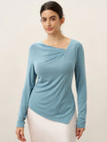 LINTICO LINTICO Wool Lyocell Twisted V-Neck Ruched Top NATALIE — main product shot
