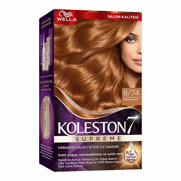 Wella Koleston Supreme 8/74 Gizemli Kahve Hair Dye: Intense, Long-Lasting Color & Gray Coverage with Moisturizing Plex Oil Technology