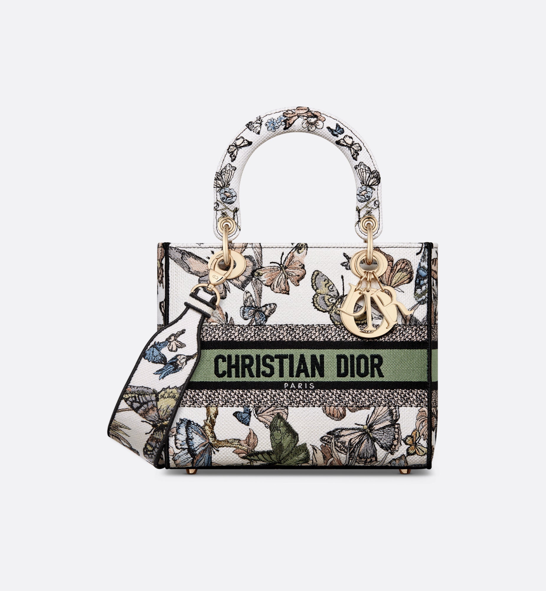 Medium Lady D-Lite Bag • White Multicolor Toile de Jouy Mexico