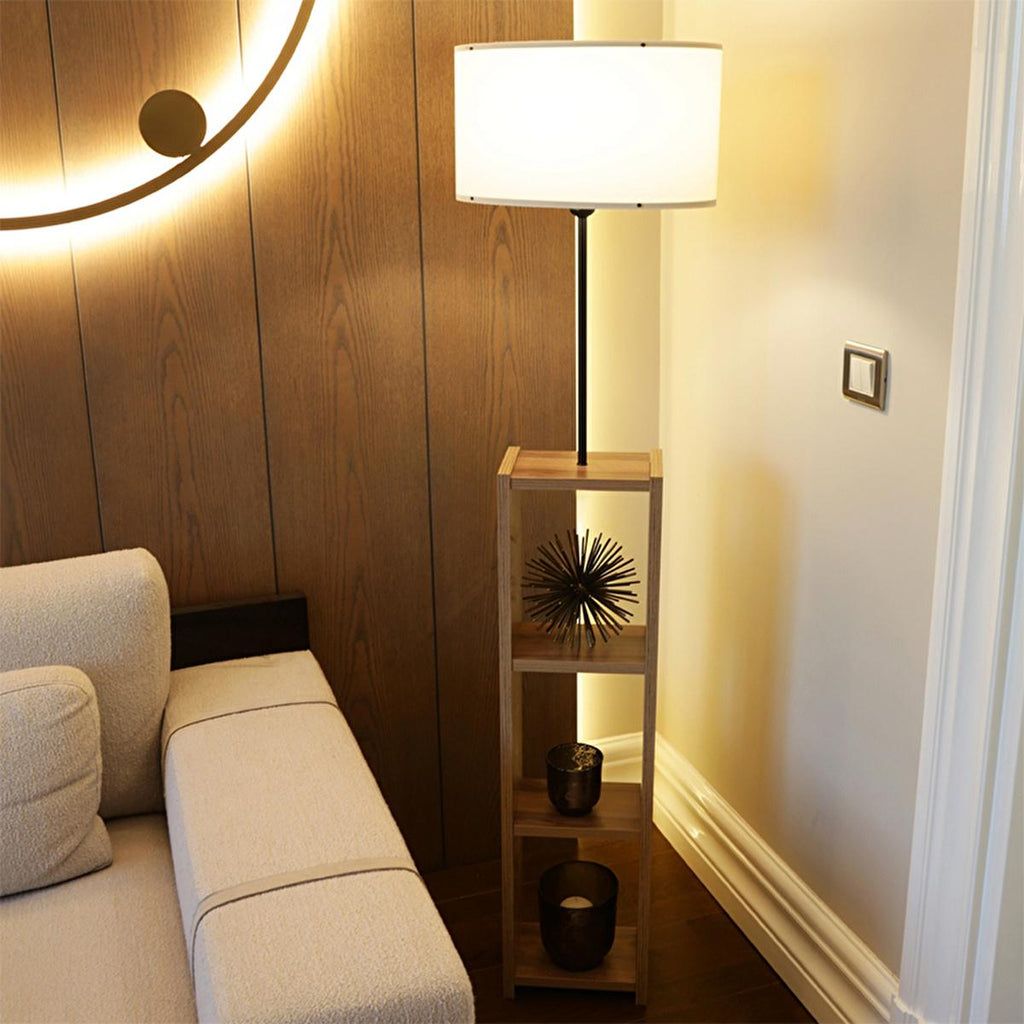 Homing Decorative Floor Lamp with 3-Shelf Storage - Modern Lighting Solutions for Home & Office