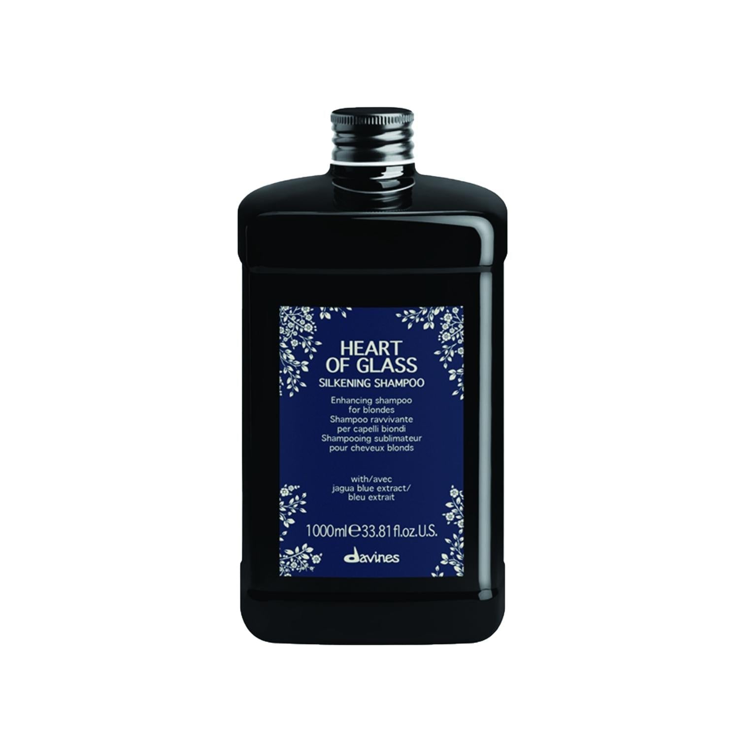 Davines Heart of Glass: Silky Blonde Hair Shampoo - Professional Hair Care, Neutralizes Brassiness, Adds Shine - 1000 ml