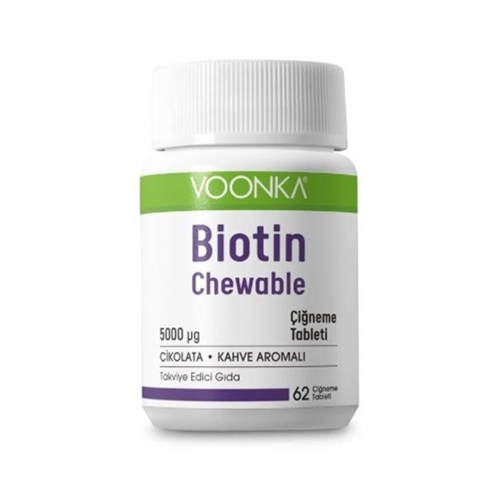 Voonka Biotin 5000 mcg Chewable Tablets for Hair, Skin, and Nail Health - 62 Count