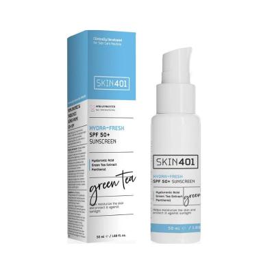 Skin401 SPF50+ Hydra-Fresh Sunscreen: Vegan, Cruelty-Free Sun Protection with Green Tea, Aloe & Hyaluronic Acid for All Skin Types - 50ml