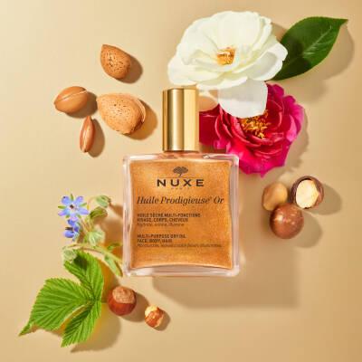 Nuxe Huile Prodigieuse Or: Golden Shimmer Dry Body & Hair Oil for Radiant Skin - Natural, Multi-Purpose, Paraben-Free, Hydrating - 100 ml