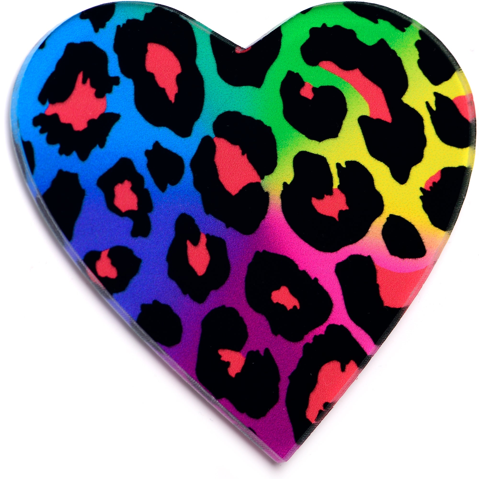 BodyCandy Acrylicious Rainbow Cheetah Print Heart Magnet by Onyx O — alternative angle