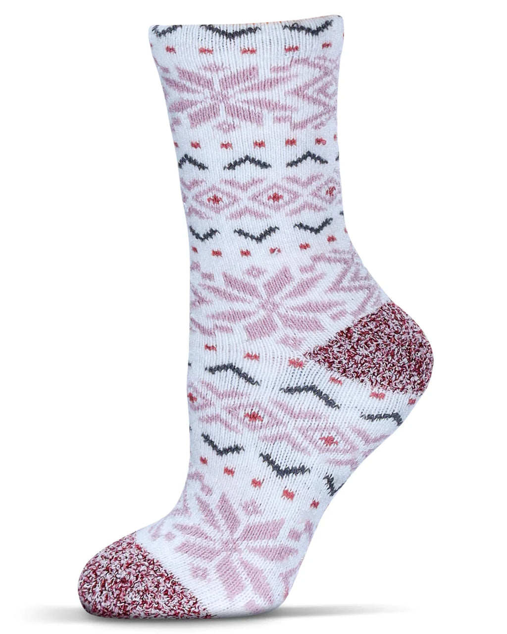 KADOU BOUTIQUE Women's Snowflake Buttersoft Plush Lined Crew Socks — main product shot