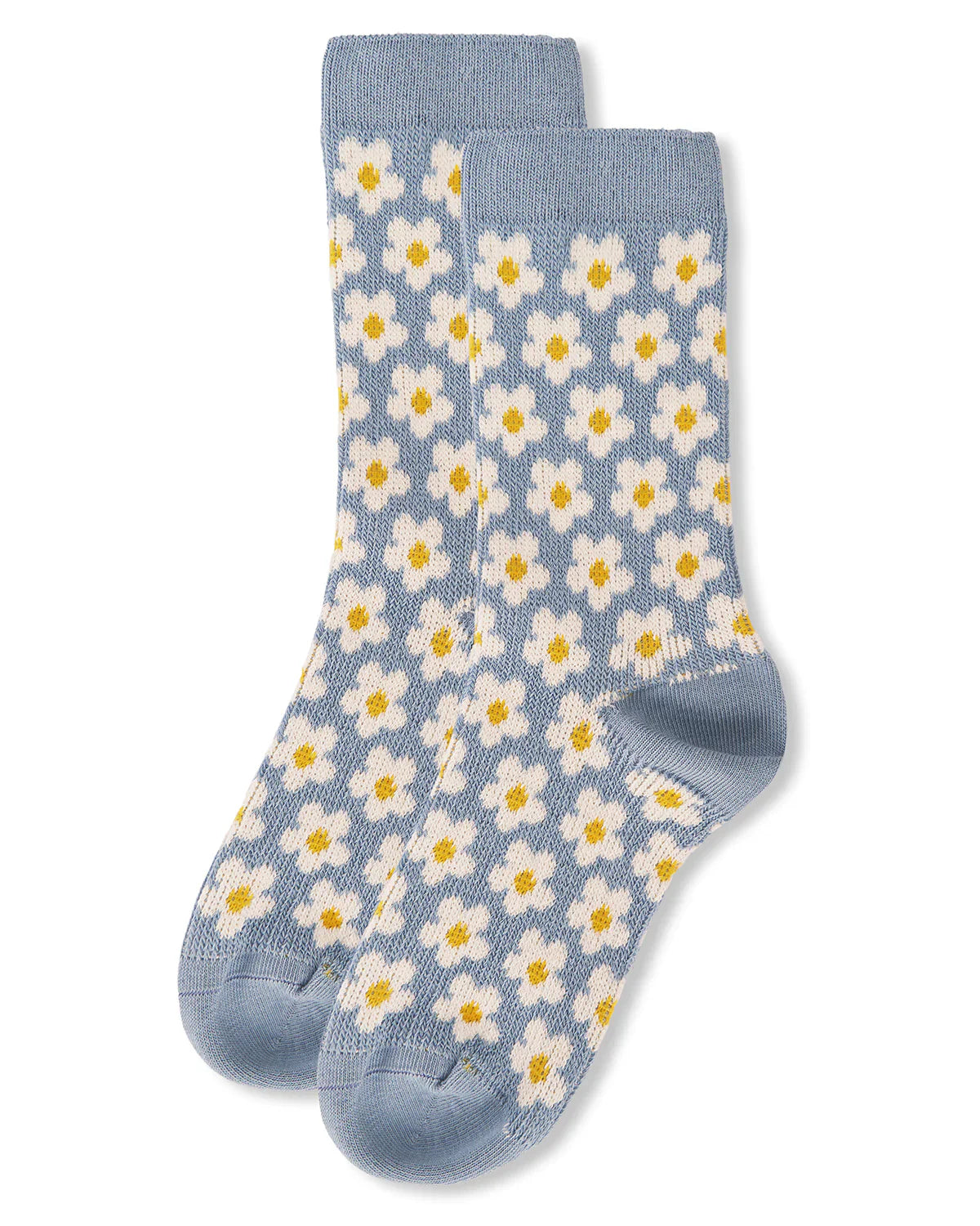 KADOU BOUTIQUE Women's Mod Vintage Style Sweet Daisy Crew Sock — back view