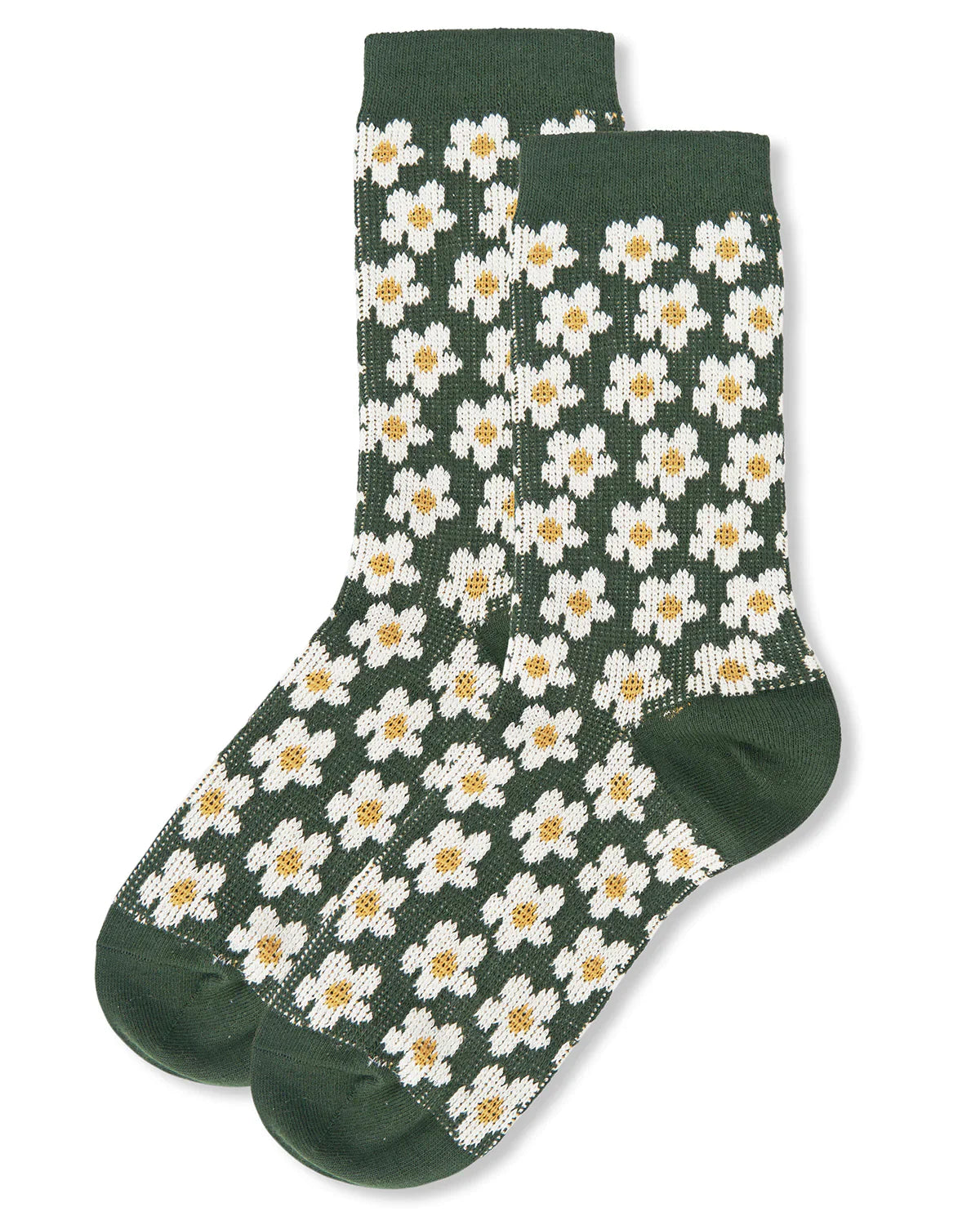 KADOU BOUTIQUE Women's Mod Vintage Style Sweet Daisy Crew Sock — alternative angle