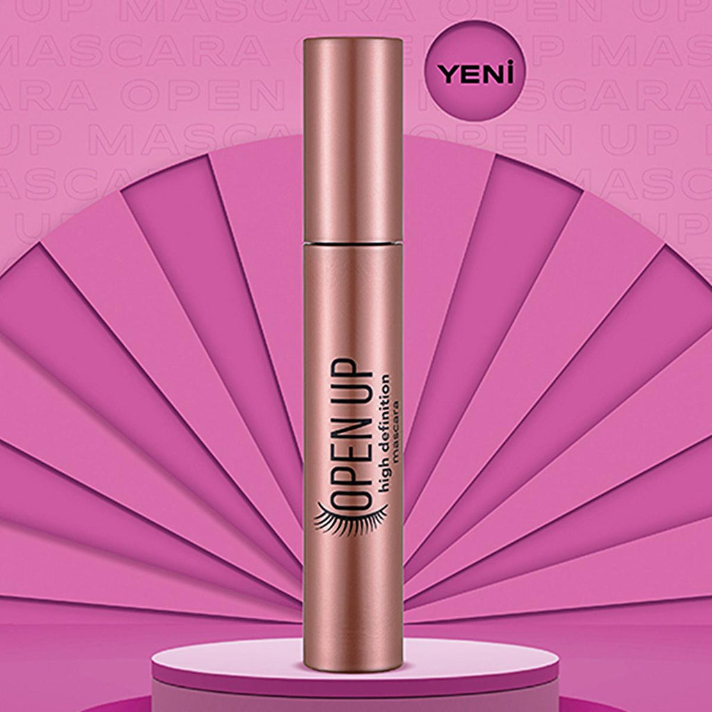 Flormar Open Up HD Mascara - Long-Lasting, Matte Finish, Silicone Brush for Separation and Volume