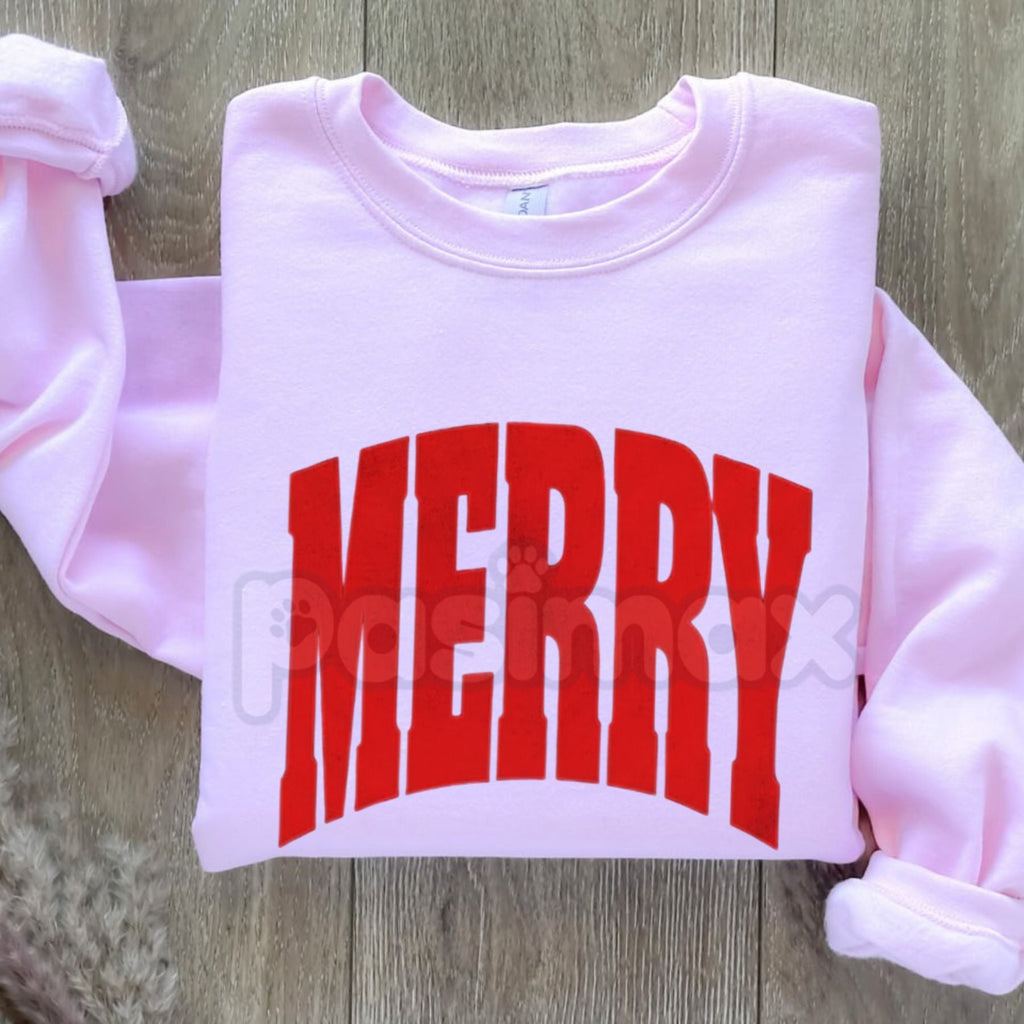 Pasimax MERRY Christmas Holiday Sweatshirt | Elegant Festive Jumper | Classic Cozy High Neck Crewneck | Upscale Xmas Apparel 