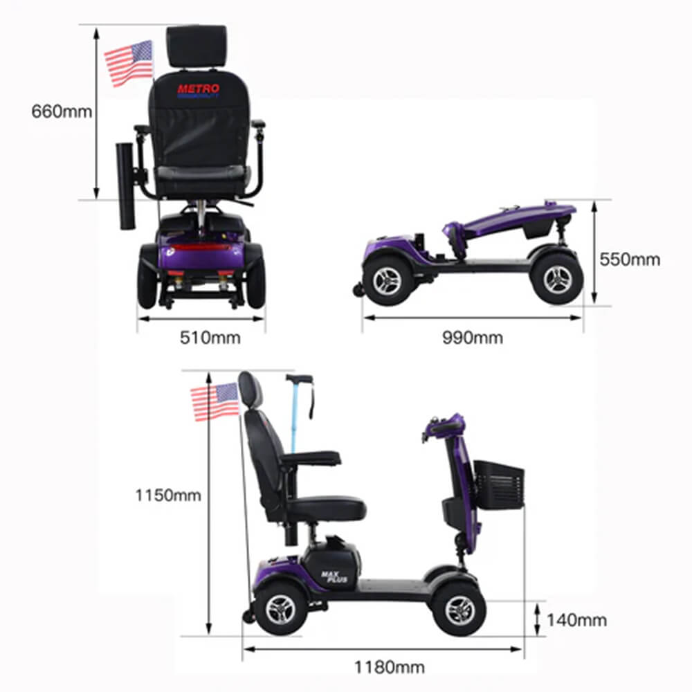 Metro Mobility Max Plus 24V/20AH Heavy Duty Electric Drive Mobility Scooter, 300LBS (SAK93164) – SAKSBY WHOLESALE, view 11