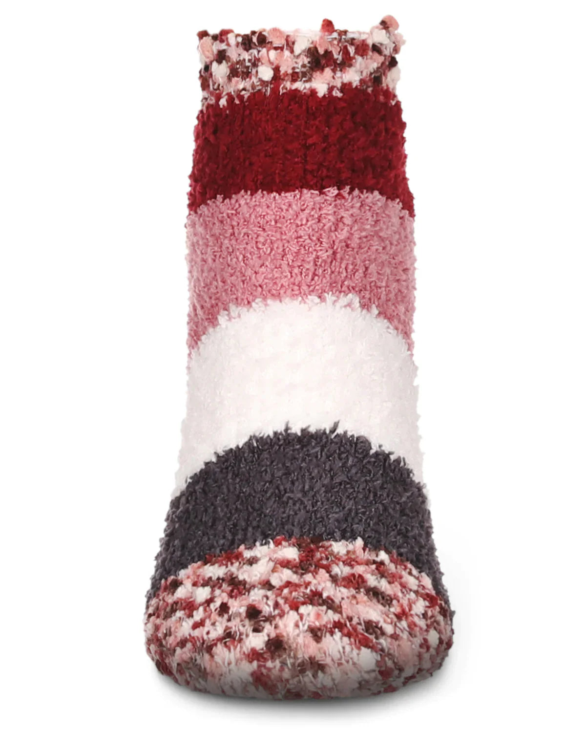 KADOU BOUTIQUE Multi Wide Stripe Cozy Low Cut Socks- Fired Brick — detail close-up