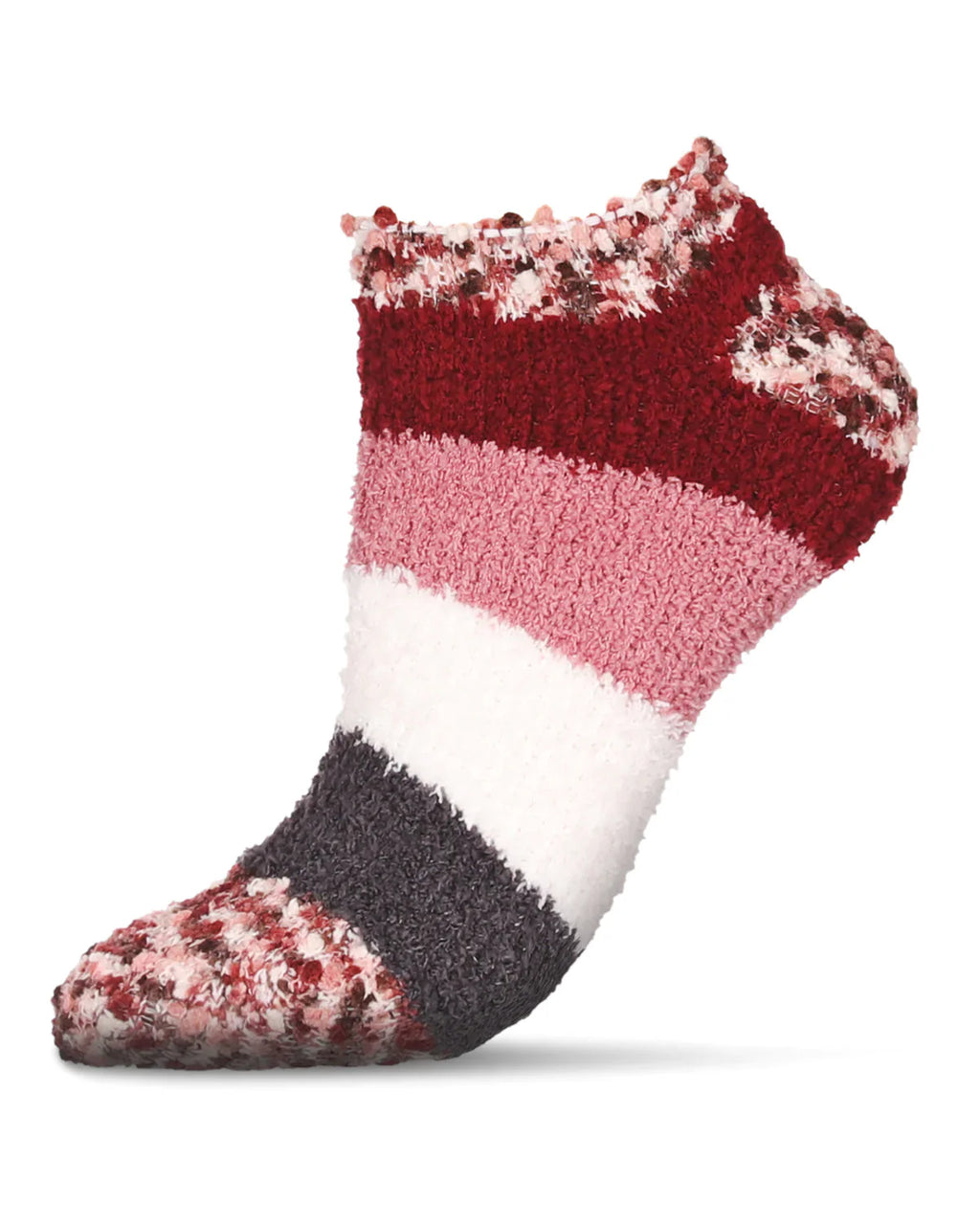 KADOU BOUTIQUE Multi Wide Stripe Cozy Low Cut Socks- Fired Brick — main product shot
