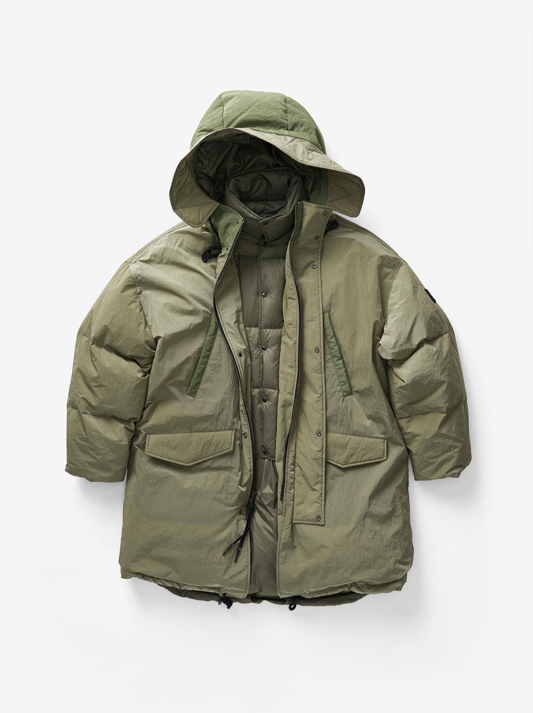 Holden Outerwear Long Down Puffer - Stone Green — back view