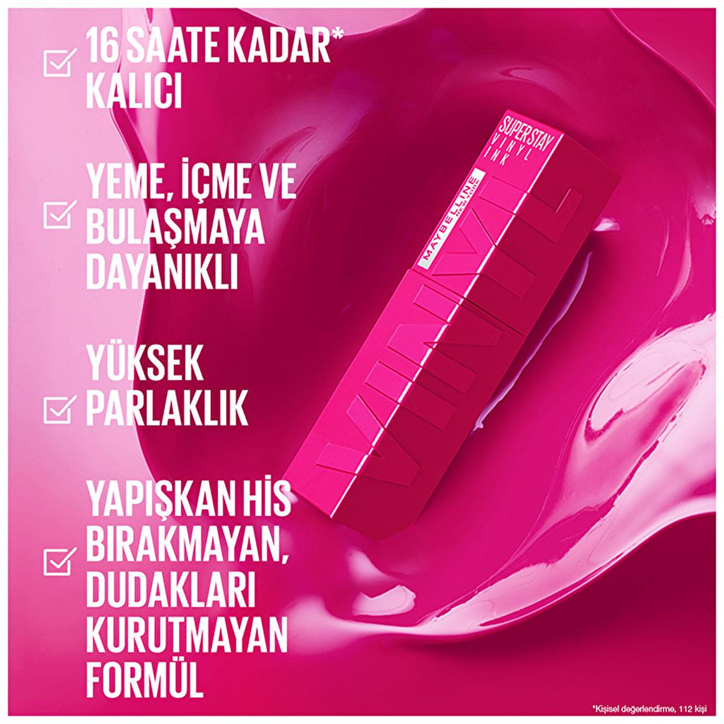 Maybelline New York Super Stay Vinyl Ink Liquid Lipstick - Long Lasting, High Shine, Smudge Resistant - 160 Sultry