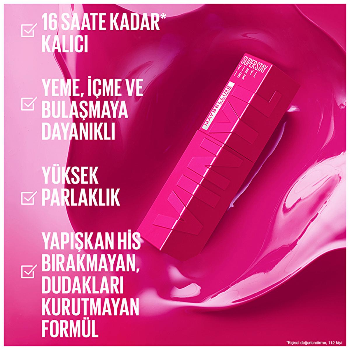 Maybelline New York Super Stay Vinyl Ink Liquid Lipstick - Long Lasting, High Shine, Smudge Resistant - 160 Sultry