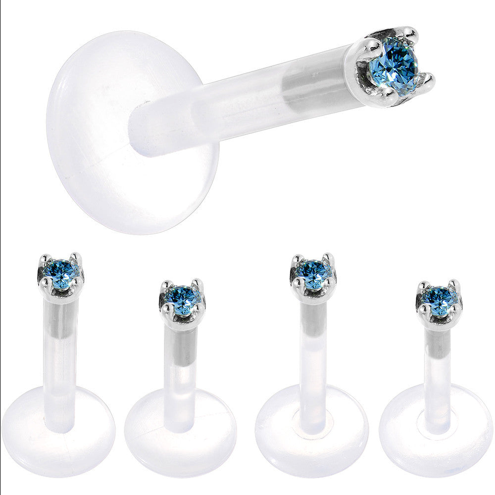BodyCandy Solid 14K White Gold 1.5mm Genuine Blue Diamond Bioplast Push in Monroe — alternative angle
